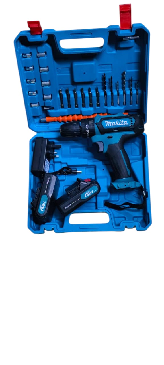 Makita 48V cordless drill with accessories