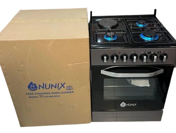 Nunix 60x60 3 gas + 1 electric standing cooker with electric oven